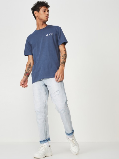 

COTTON ON Men Blue Printed Round Neck T-shirt