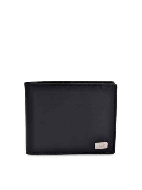 

Am Leather Men Black Solid Two Fold Leather Wallet