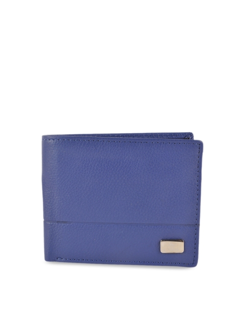 

Am Leather Men Blue Solid Two Fold Leather Wallet
