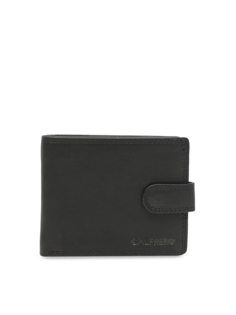 

CALFNERO Men Black Solid Leather Two Fold Wallet