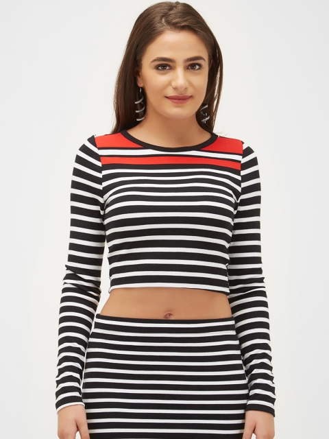 

bebe Women Black Striped Top