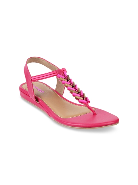 

SOLE HEAD Women Pink Solid T-Strap Flats