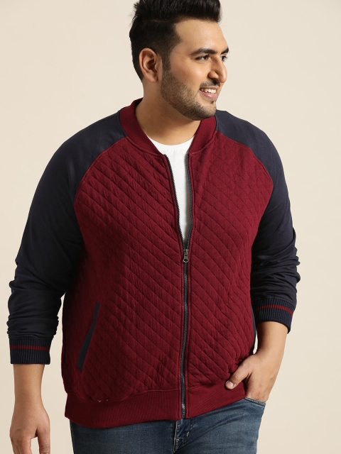 

Sztori Plus Size Men Maroon Quilted Patterned Sweatshirt