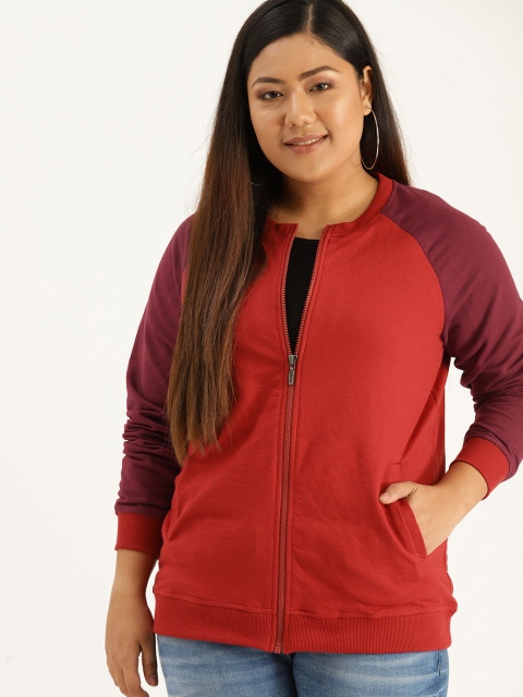 

Sztori Plus Size Women Red Solid Sweatshirt