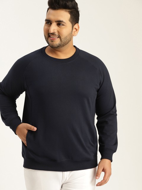 

Sztori Plus Size Men Navy Blue Solid Sweatshirt