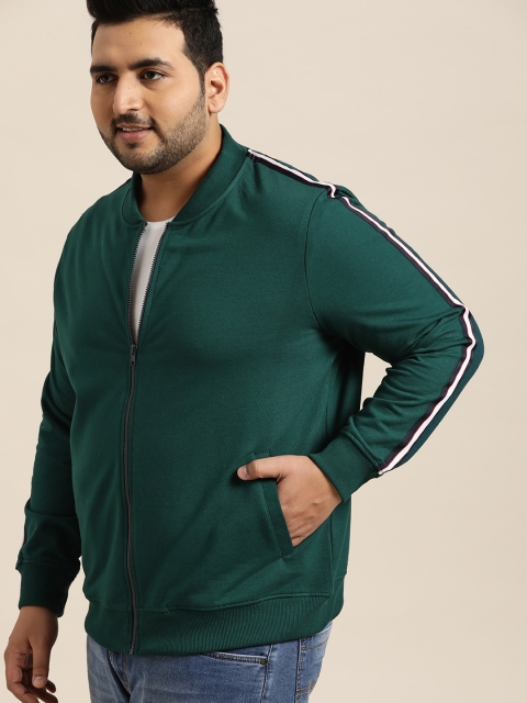 

Sztori Plus Size Men Green Solid Sweatshirt