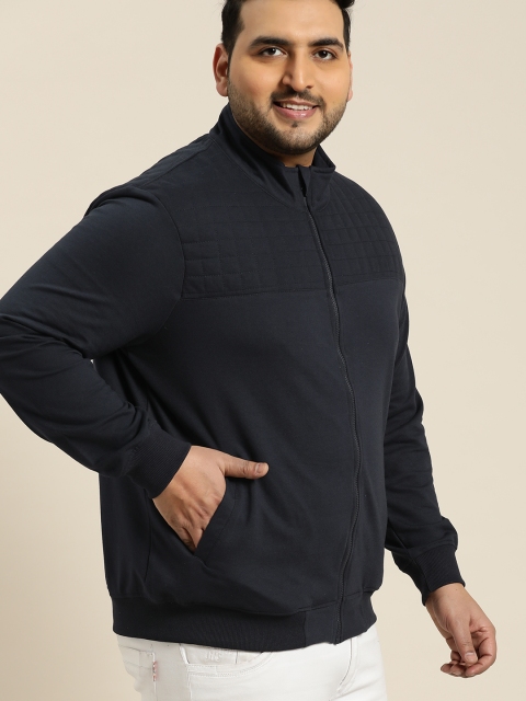 

Sztori Plus Size Men Navy Blue Solid Sweatshirt
