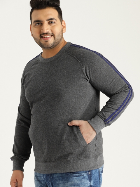 

Sztori Plus Size Men Charcoal Grey Solid Sweatshirt