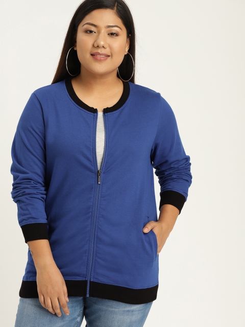 

Sztori Plus Size Women Blue Solid Sweatshirt