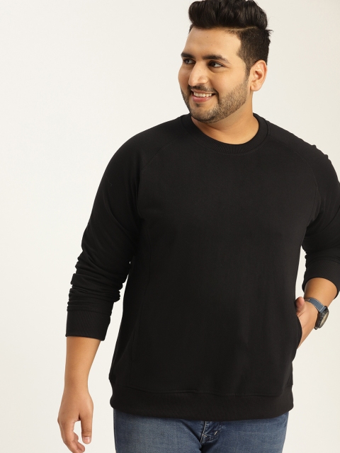 

Sztori Plus Size Men Black Solid Sweatshirt