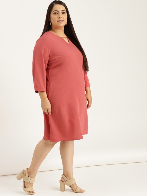 

Sztori Plus Size Women Peach-Coloured Solid Shift Dress