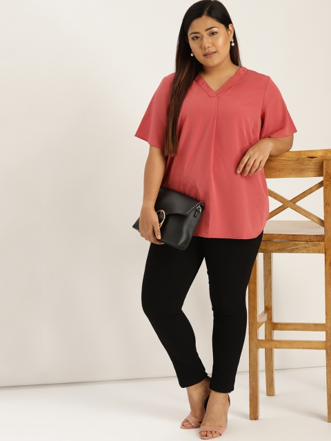 

Sztori Plus Size Women Dusty Pink Solid Top