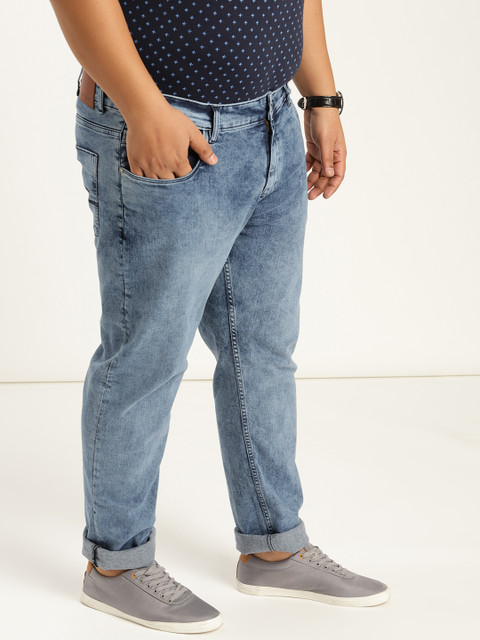 

Sztori Plus Size Men Blue Slim Fit Mid-Rise Clean Look Acid Wash Stretchable Jeans