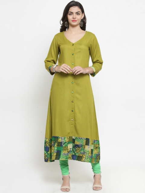 

Everlush Women Green Printed A-Line Kurta