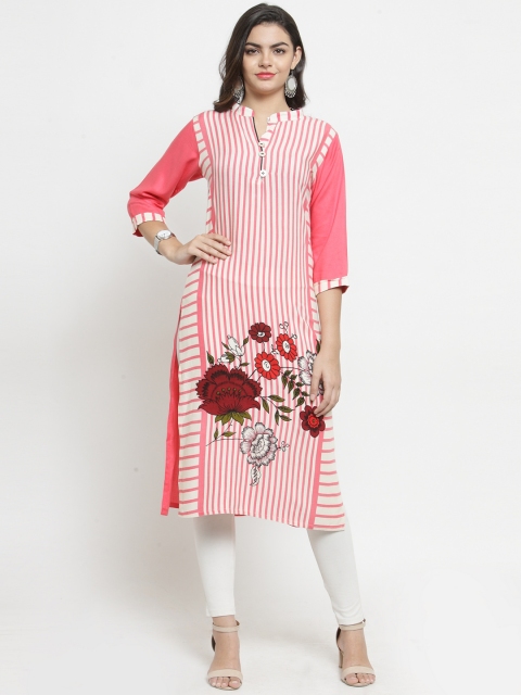 

Everlush Women Pink Printed Straight Kurta