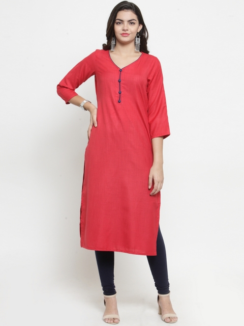 

Everlush Women Red Solid Straight Kurta