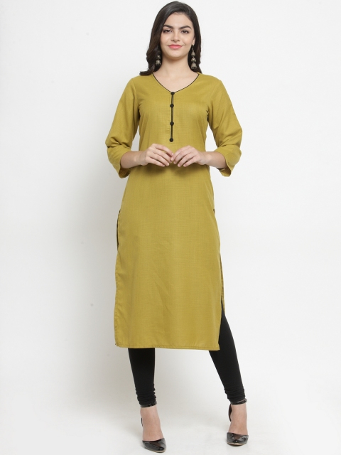 

Everlush Women Green Solid Straight Kurta