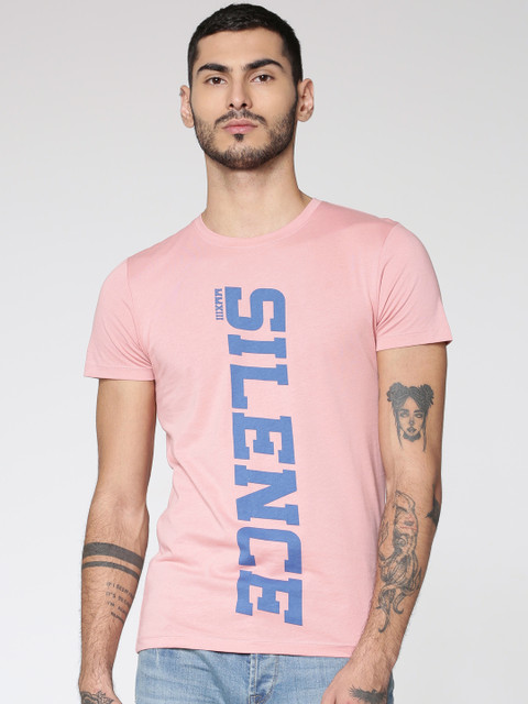 

ONLY & SONS Men Pink Printed Round Neck T-shirt