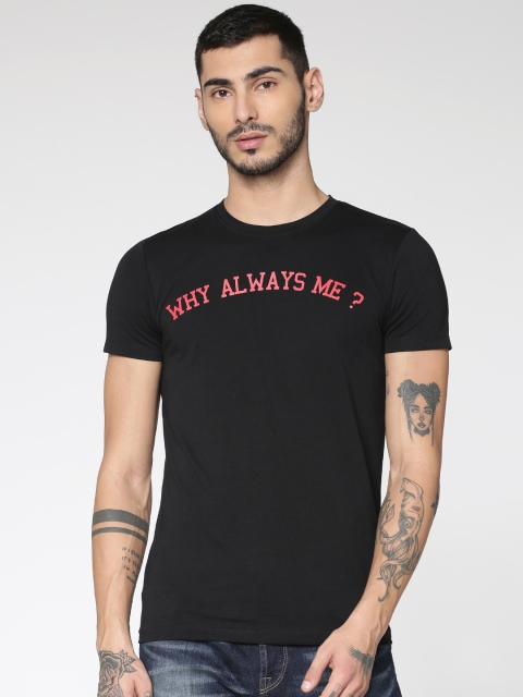 

ONLY & SONS Men Black Printed Round Neck T-shirt