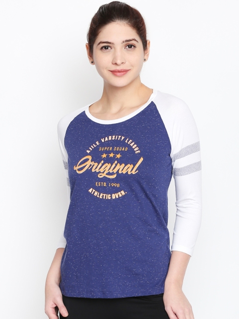 

Ajile by Pantaloons Women Blue Printed Round Neck T-shirt