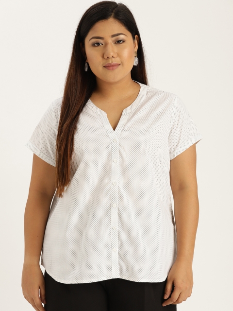 

Sztori Plus Size Women White Black Printed Shirt Style Top