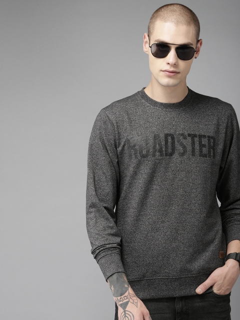 

Roadster Men Charcoal Grey Printed Pullover Sweatshirt