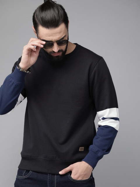 

Roadster Men Navy Blue Solid Sweatshirt