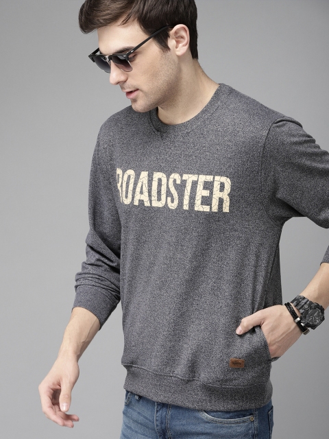 

Roadster Men Navy Blue Printed Pullover Sweatshirt
