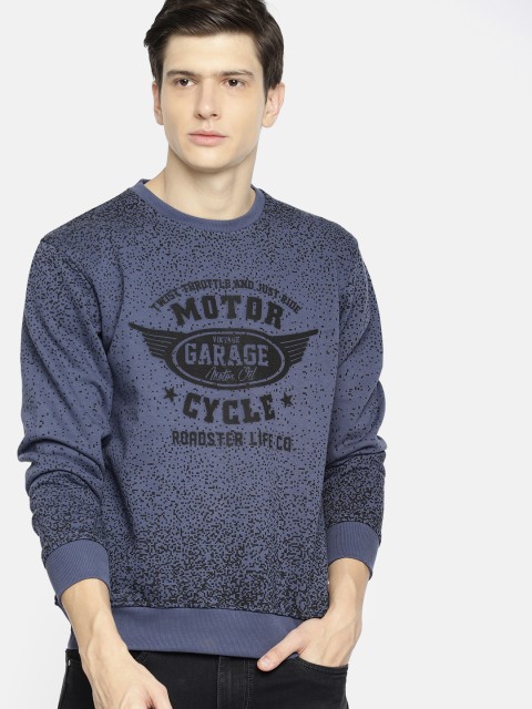 

Roadster Men Blue Printed Sweatshirt