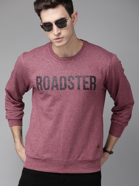 

Roadster Men Maroon & Black Printed Sweatshirt