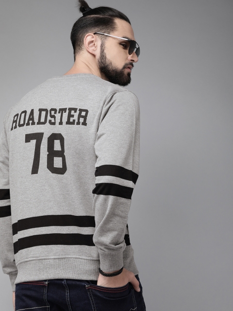 

Roadster Men Grey & Black Back Printed Sweatshirt