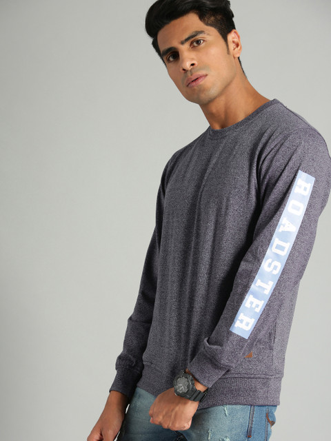 

Roadster Men Navy Blue Melange Solid Sweatshirt