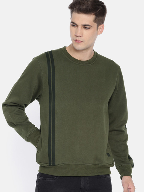 

Roadster Men Olive Green Solid Sweatshirt