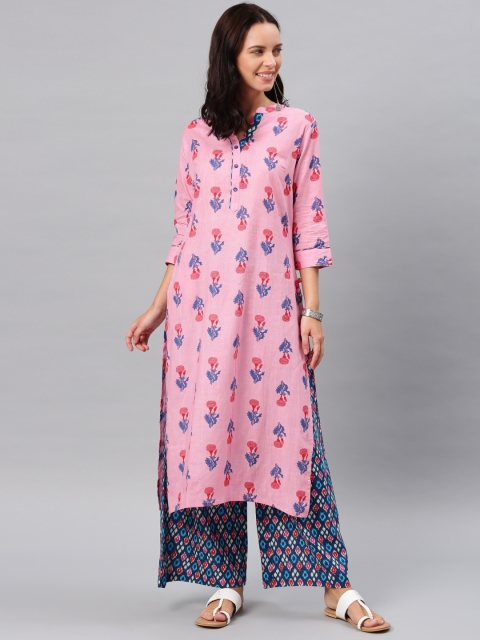 

Alena Women Pink & Blue Printed Kurta with Palazzos