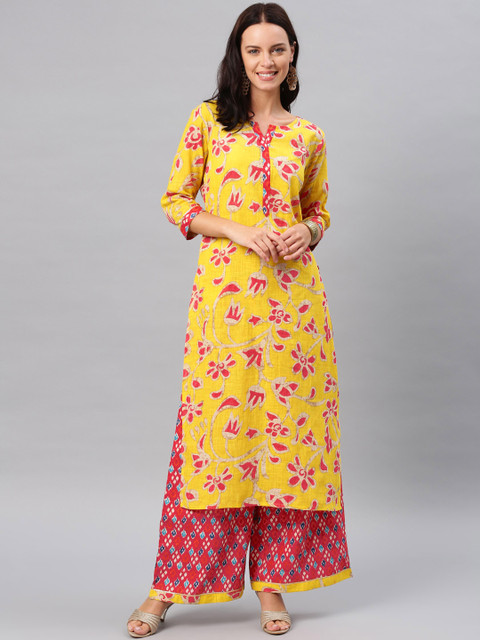 

Alena Women Yellow & Red Printed Kurta with Palazzos