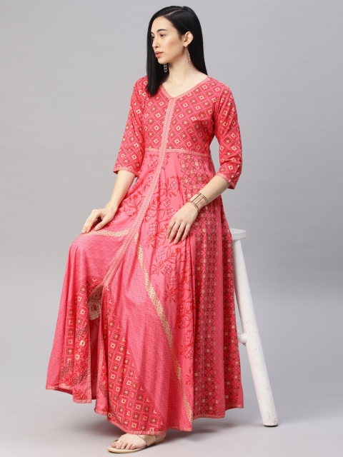 

Alena Women Coral Printed A-Line Kurta