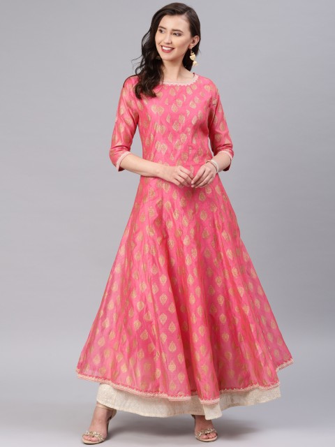 

Alena Women Pink Printed A-Line Kurta