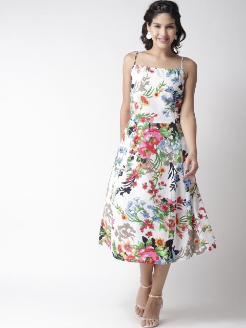 

plusS Women White & Pink Printed A-Line Dress