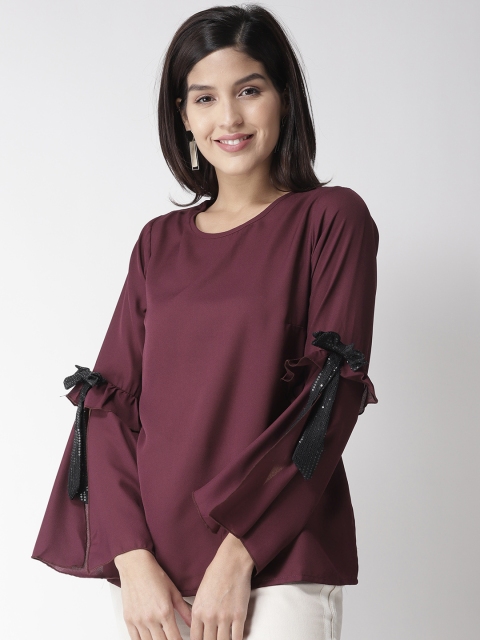 

plusS Women Burgundy Solid A-Line Top