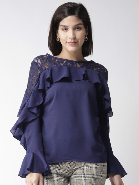 

plusS Women Navy Layered Solid Top, Navy blue