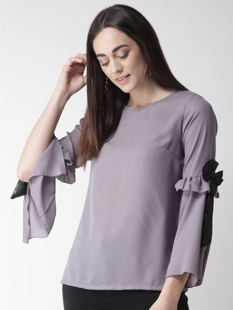 

plusS Women Grey Solid A-Line Top