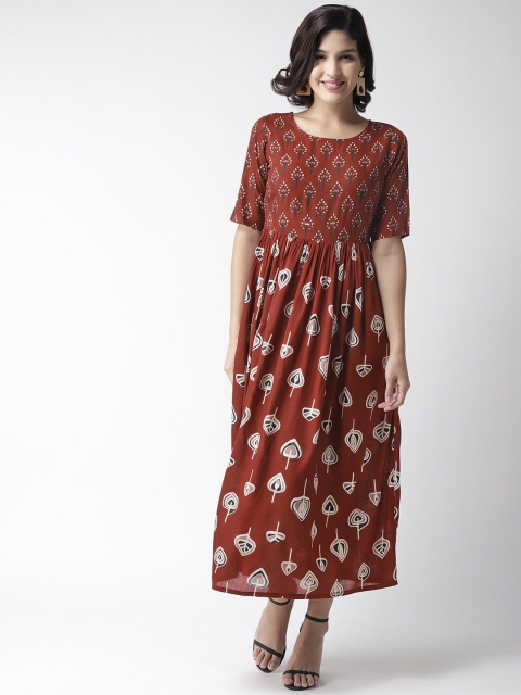 

plusS Women Maroon Printed Fit & Flare Dress