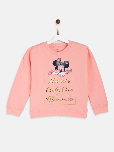 

YK Disney Girls Peach-Coloured Printed Sweatshirt