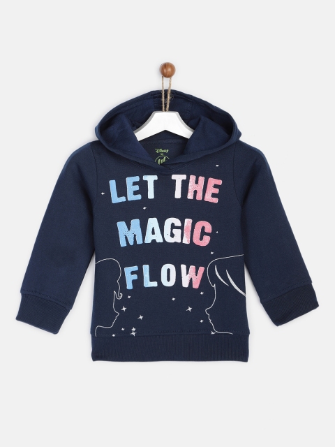 

YK Disney Girls Navy Blue Printed Hooded Sweatshirt