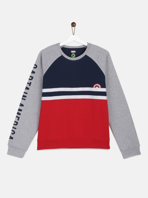 

YK Marvel Boys Navy Blue & Red Colourblocked Sweatshirt