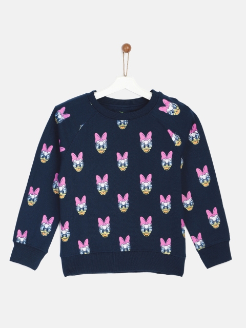 

YK Disney Girls Navy Blue Printed Sweatshirt