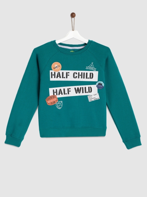 

YK Boys Teal Blue Printed Sweatshirt