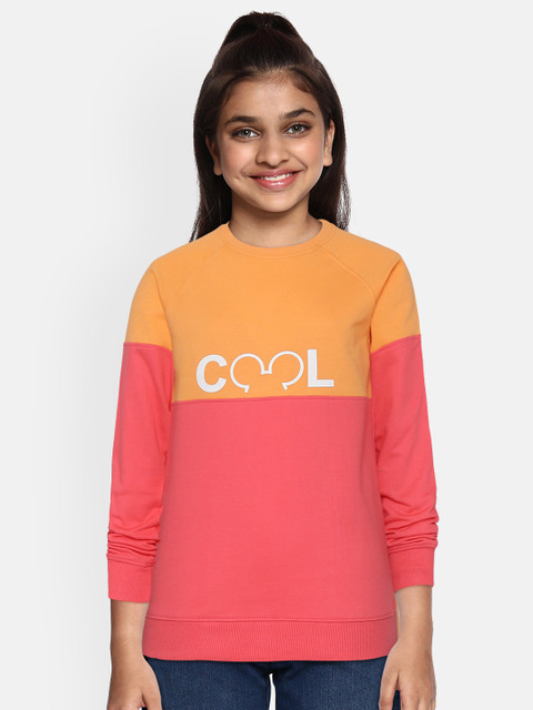 

YK Disney Girls Orange & Pink Colourblocked Mickey Sweatshirt