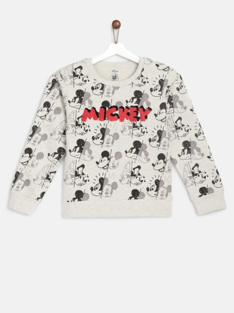 

YK Disney Girls Grey & Black Printed Mickey Sweatshirt