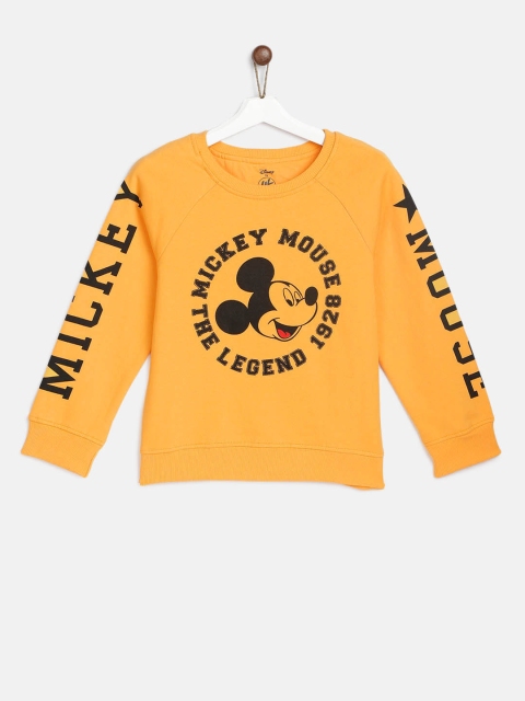 

YK Disney Girls Yellow Printed Mickey Sweatshirt